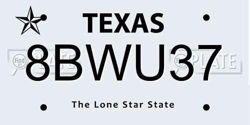 8BWU37 Texas License Plate
