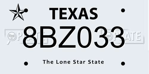 8BZ033 Texas License Plate