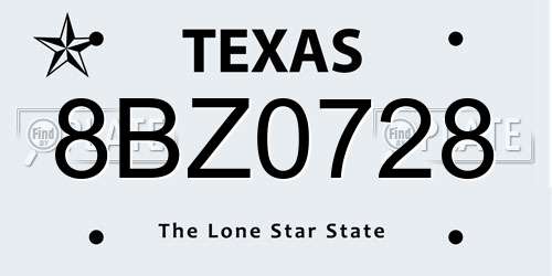 8BZ0728 Texas License Plate