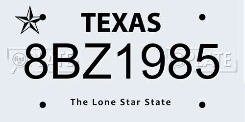 8BZ1985 Texas License Plate