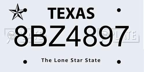 8BZ4897 Texas License Plate
