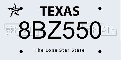 8BZ550 Texas License Plate
