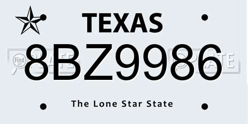 8BZ9986 Texas License Plate
