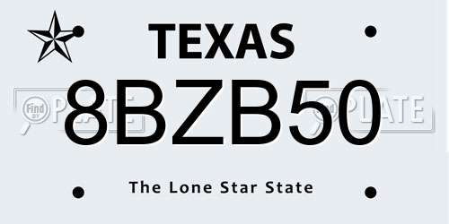 8BZB50 Texas License Plate