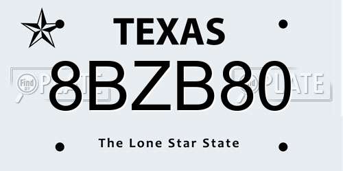 8BZB80 Texas License Plate