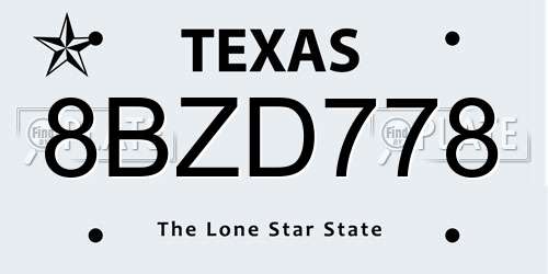 8BZD778 Texas License Plate