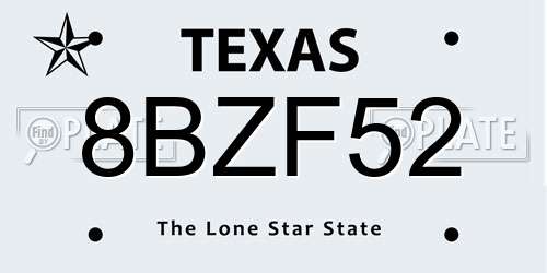 8BZF52 Texas License Plate