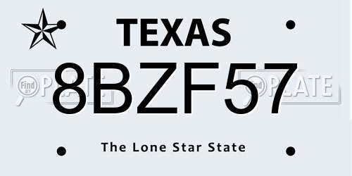 8BZF57 Texas License Plate
