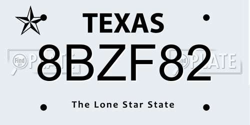 8BZF82 Texas License Plate