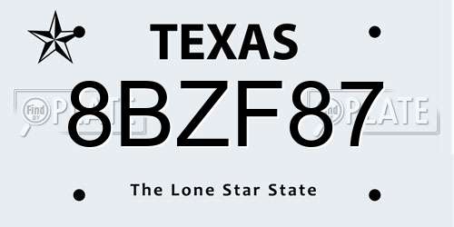 8BZF87 Texas License Plate