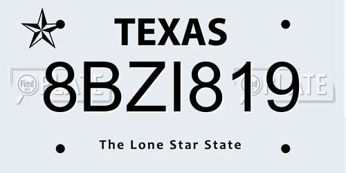 8BZI819 Texas License Plate