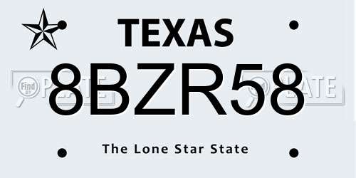 8BZR58 Texas License Plate