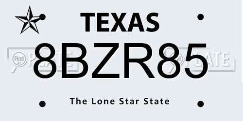 8BZR85 Texas License Plate