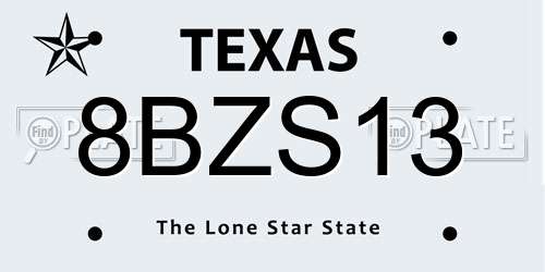 8BZS13 Texas License Plate