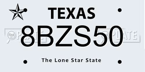 8BZS50 Texas License Plate