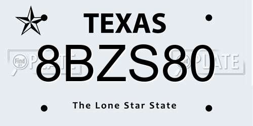 8BZS80 Texas License Plate