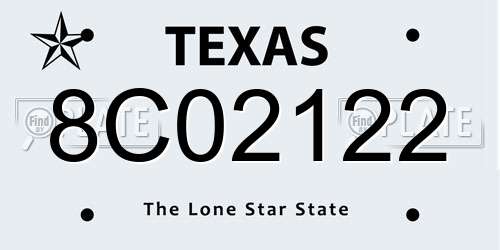 8C02122 Texas License Plate