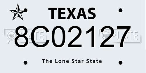 8C02127 Texas License Plate