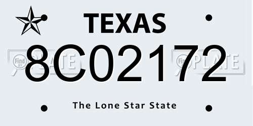 8C02172 Texas License Plate
