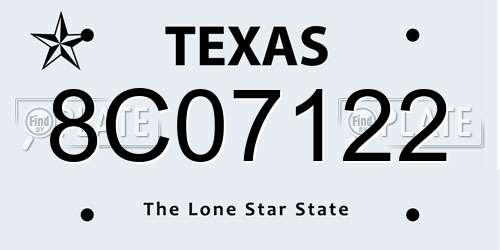 8C07122 Texas License Plate
