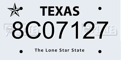 8C07127 Texas License Plate