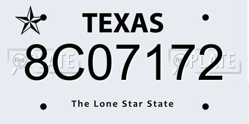 8C07172 Texas License Plate