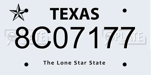 8C07177 Texas License Plate