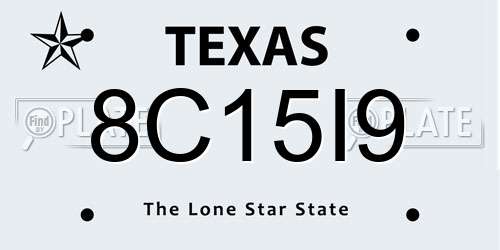 8C15I9 Texas License Plate