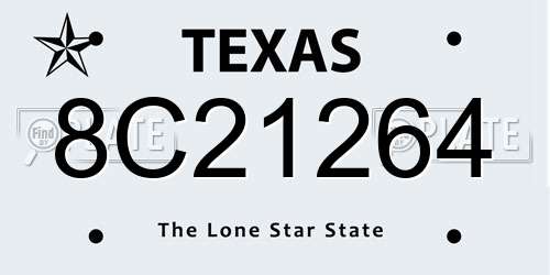 8C21264 Texas License Plate