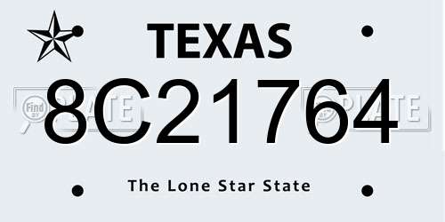 8C21764 Texas License Plate