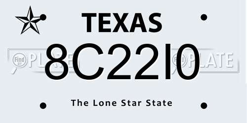 8C22I0 Texas License Plate