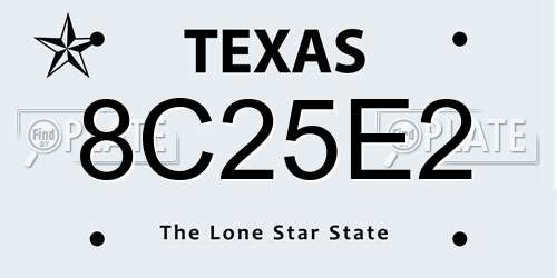 8C25E2 Texas License Plate