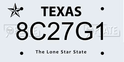 8C27G1 Texas License Plate
