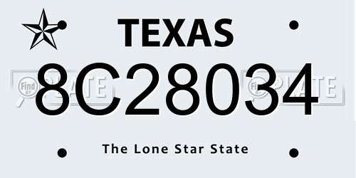 8C28034 Texas License Plate