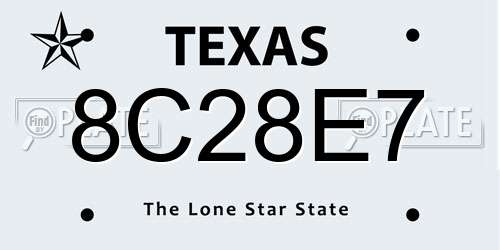 8C28E7 Texas License Plate