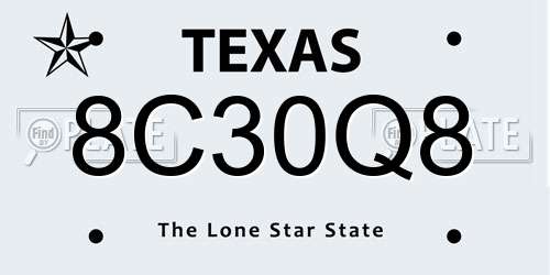 8C30Q8 Texas License Plate