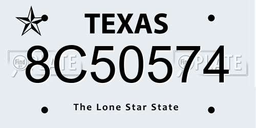 8C50574 Texas License Plate