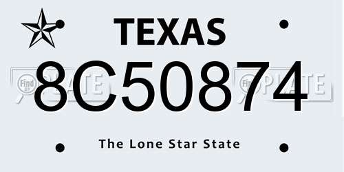 8C50874 Texas License Plate