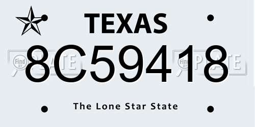 8C59418 Texas License Plate