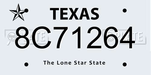 8C71264 Texas License Plate