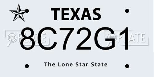 8C72G1 Texas License Plate