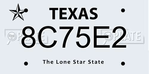 8C75E2 Texas License Plate