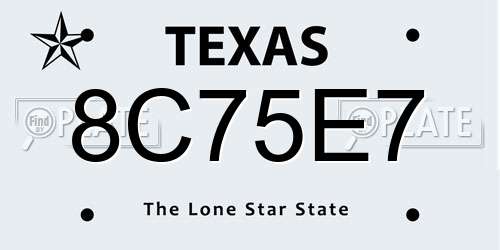 8C75E7 Texas License Plate