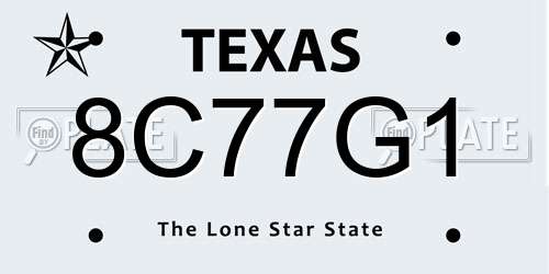 8C77G1 Texas License Plate