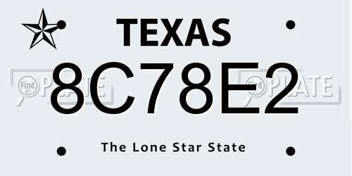 8C78E2 Texas License Plate