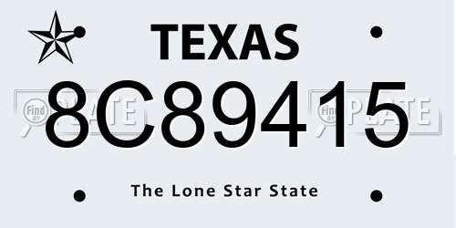 8C89415 Texas License Plate
