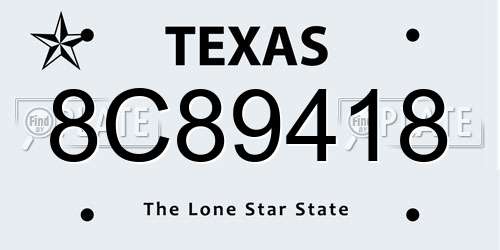 8C89418 Texas License Plate