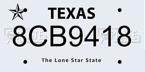 8CB9418 Texas License Plate