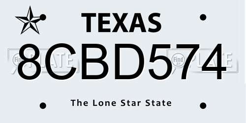 8CBD574 Texas License Plate