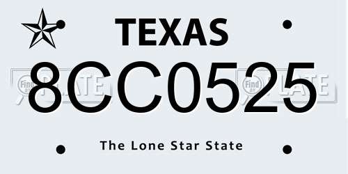 8CC0525 Texas License Plate